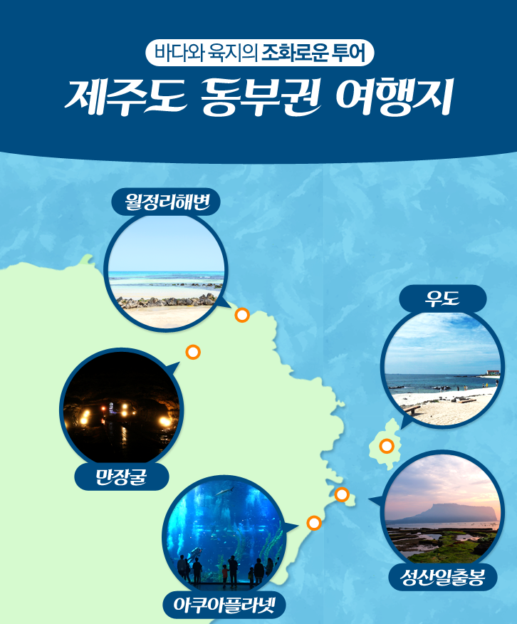 만장굴, 우도, 성산일출봉, 아쿠아플라넷, 월정리 해변, 제주 동부 추천