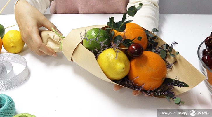 과일 꽃다발, 크라프트 포장, 꽃다발 포장