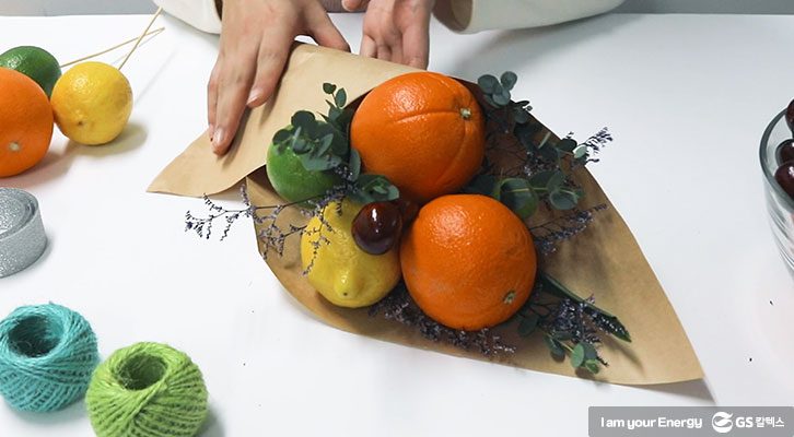 크라프트지로 감싸기, 과일 꽃다발, 크라프트 포장, 꽃다발 포장