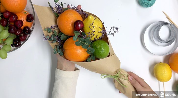 과일 꽃다발, 크라프트 포장, 꽃다발 포장