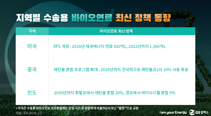 지역별 수송용 바이오연료 최신 정책 동향