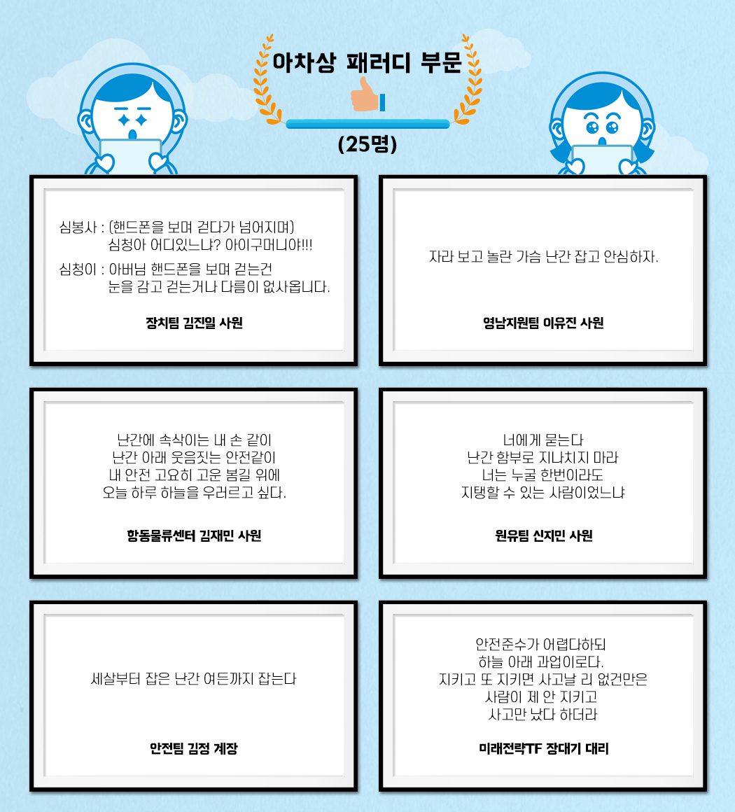 제1회 바른안전생활 지춘문예 아차상 패러디 부문 수상작