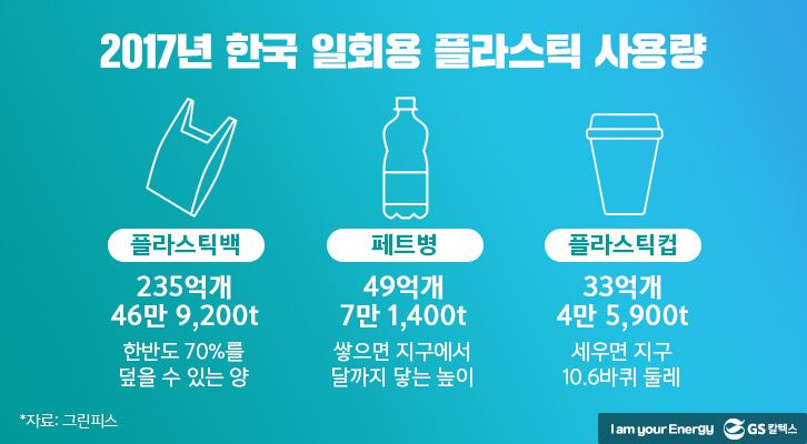 한국 일회용 플라스틱 사용량