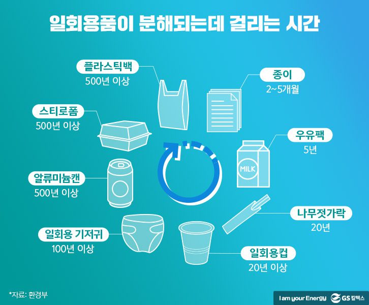 일회용품이 분해되는데 걸리는시간