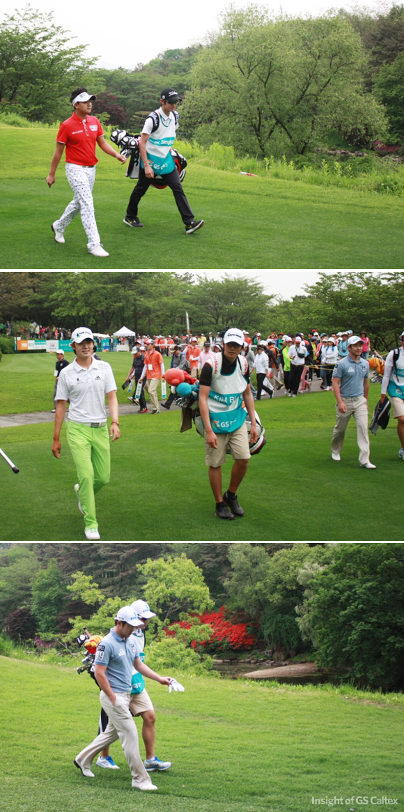 1번홀로 출발하는 선수들