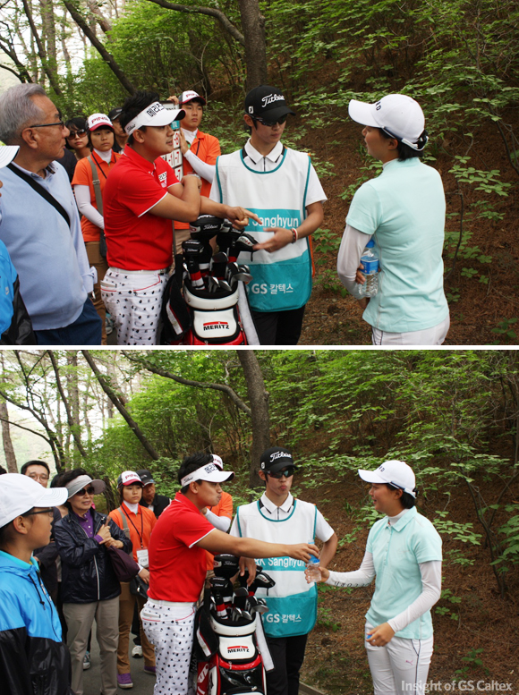 3번과 4번 홀 사이에서 김효주 선수를 다시 만났습니다.