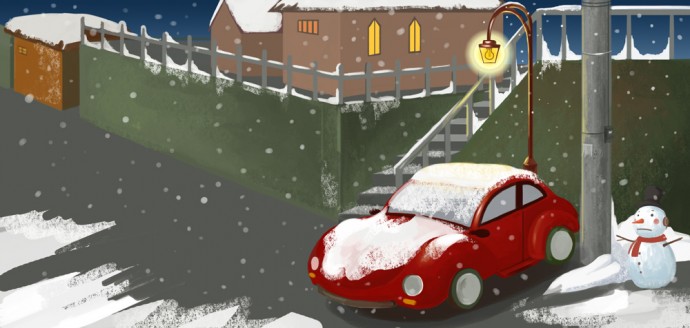 겨울철 자동차의 모습