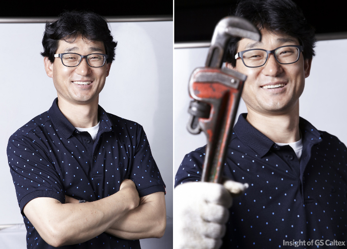 기계 정비 재능 기부를 통해 봉사활동을 하고 있는, 박정주 계장